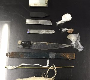 This March 5, 2015 photo provided by the New York City Department of Correction shows homemade weapons confiscated from Rikers Island jails in New York during sweeps on March 3 and March 4.