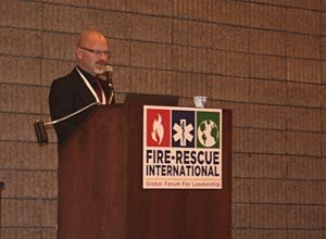 Photo Jamie Thompson
Dr. Svensson speaks about firefighter safety during a session at Fire-Rescue International.