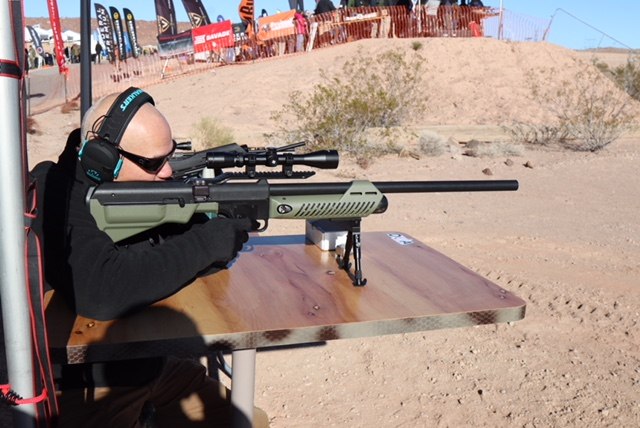 The Hammer looks like an oversized military tool, complete with an AR-style grip and top rails. (Photo/Gene Whisenand)