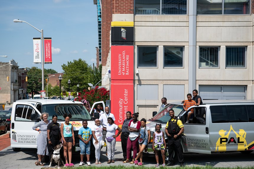 The University of Maryland, Baltimore Police Department rolls out two new vans for the PAL Program. (Photo/UMBPD)
