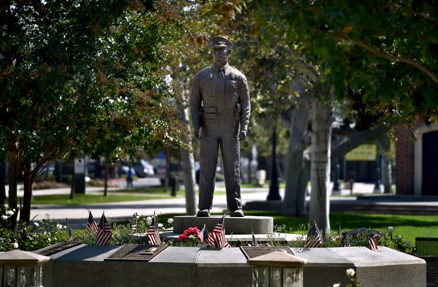 The Westminster Police Department Memorial is located outside PD headquarters. (Photo/Steven Georges/Behind the Badge OC)