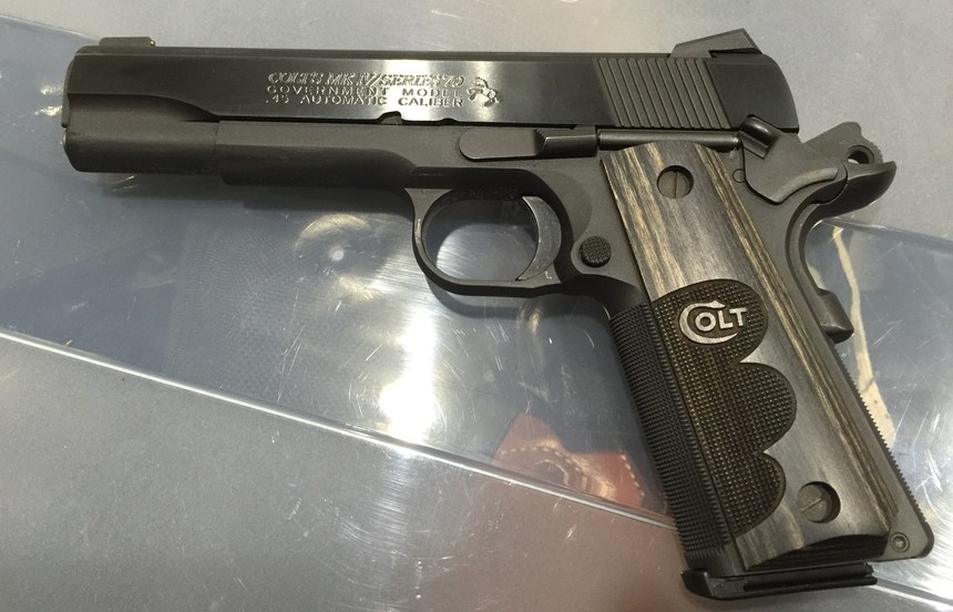 The thumb safety, grip safety, trigger, magazine button, grips and slide lock on this Colt Series 70 1911 can all be replaced to custom fit the gun for a variety of hand sizes.