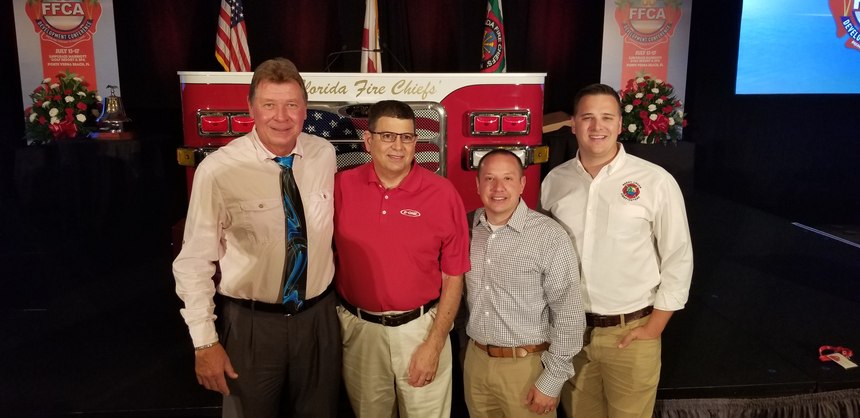 Left to right: Firefighter-EMT Rick Spence, Fire Chief Richard Lepere, Deputy Chief Eric Ferrari, Firefighter-paramedic Aaron Colburn.