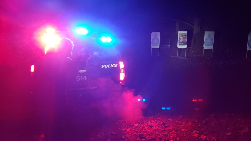 Officers learn to overcome emergency lights while shooting.