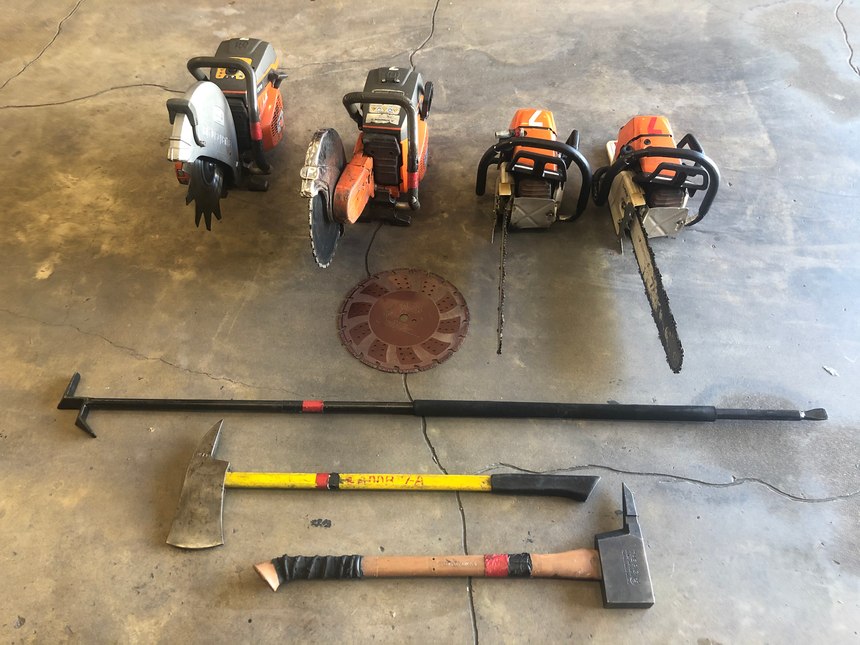 Proper tool selection is imperative before proceeding to the roof. All too often, a ventilation operation fails because of poor equipment choices. Choose the proper tool and blade for the job. Take the time to size-up your roof before climbing that ladder. Know and understand a blade's ability as well. (Photo/Chris DelBello)