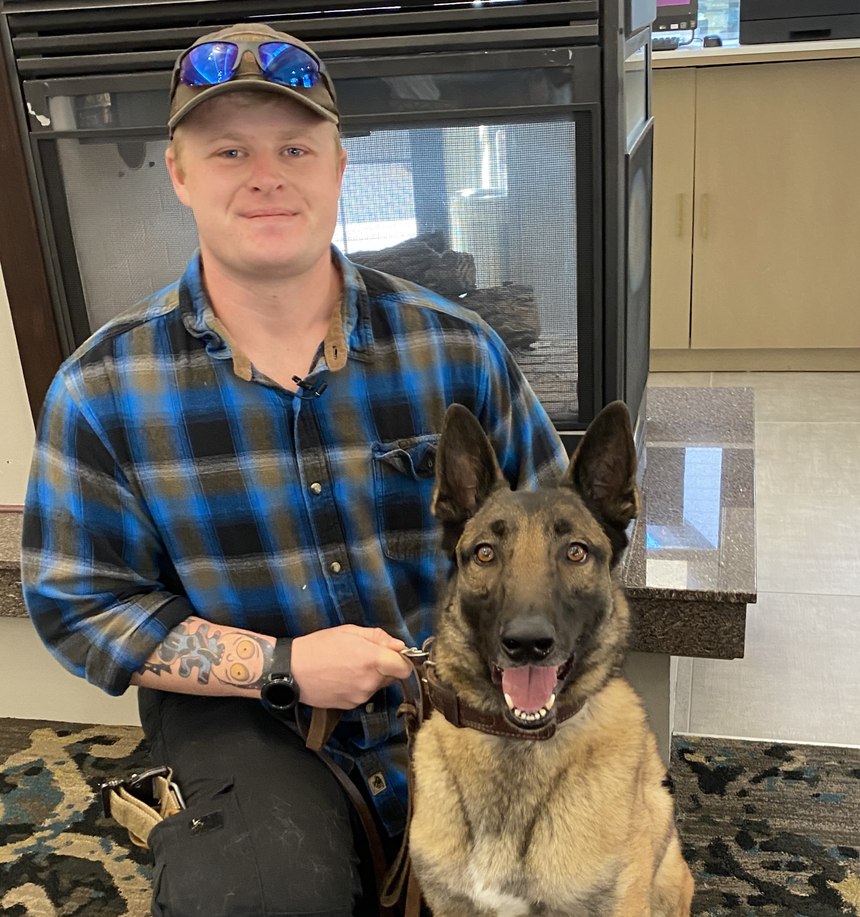 Military working dog VVito and handler Jessie Robinson served together in Rota, Spain. They were reunited by Mission K9 Rescue in 2019.