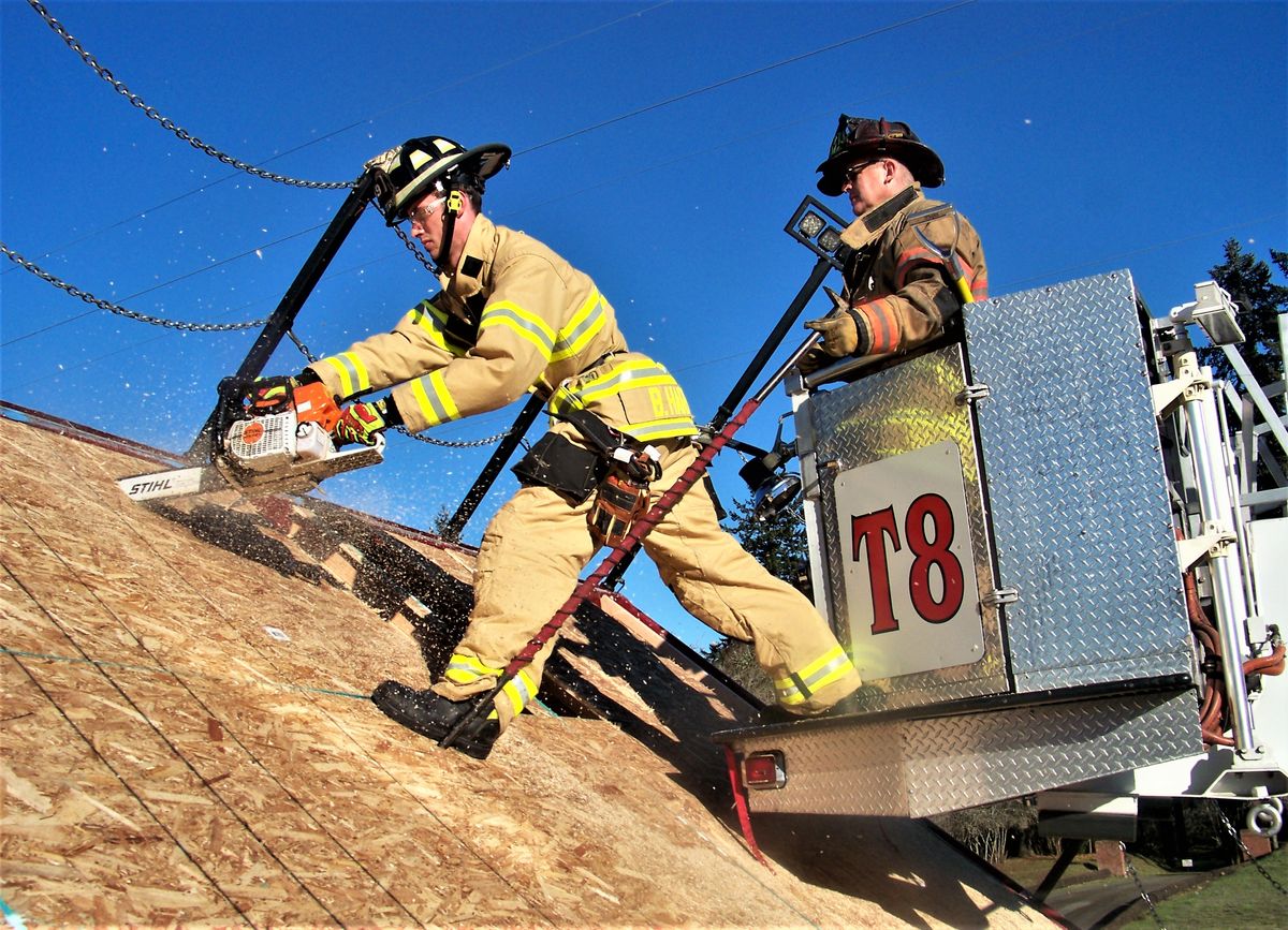 Ventilating steep pitched roofs or questionable roofs from a tower or the tip of a ladder requires communication, coordination and teamwork from the tower operator or the operator at the turntable. It also requires additional training and the ability to be ambidextrous. Not all holes can be cut from your preferred position or strong side. 