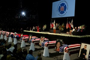President Obama speaks at the memorial service for those killed in the West, Texas, explosion.
