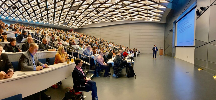 Experts from Acadia Healthcare brief more than 350 members of the New York Police Department (NYPD) on ways to protect and improve the mental and emotional well-being of law enforcement personnel during a seminar, February 20, 2020.