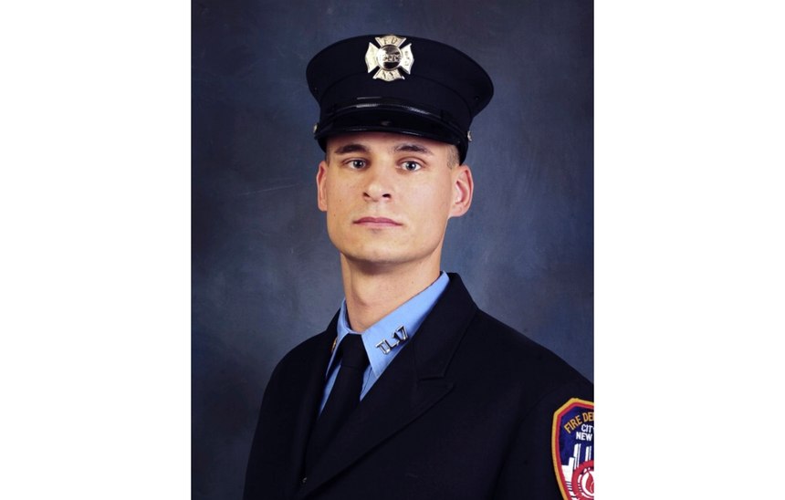 This undated, file photo provided on April 9, 2019, by the Fire Department of New York shows firefighter Christopher Slutman. The 15-year member of the Fire Department was among three American service members killed by a roadside bomb in Afghanistan on Monday, April 8. (Fire Department of New York via AP, File)