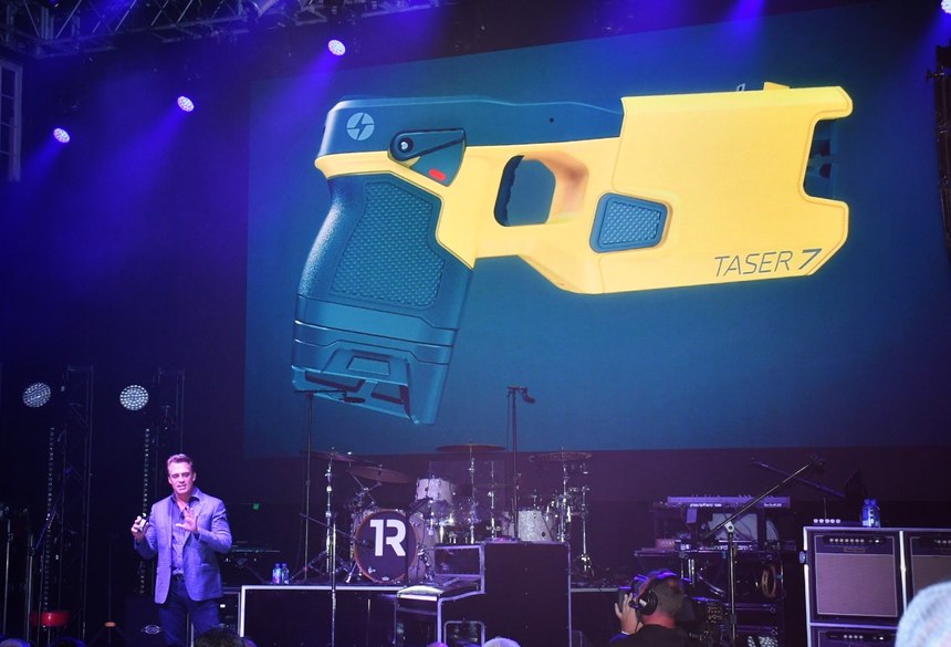 Rick Smith introduces the TASER 7 at the House of Blues in Orlando during IACP 2018.
