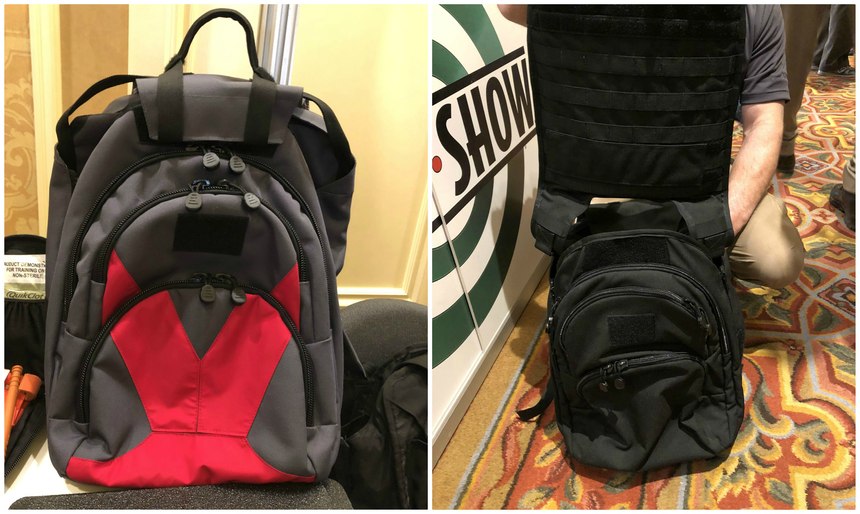 Ballistipax has built armor carriers into an ordinary-looking backpack. Pull the folded soft armor carrier over your head when danger strikes.