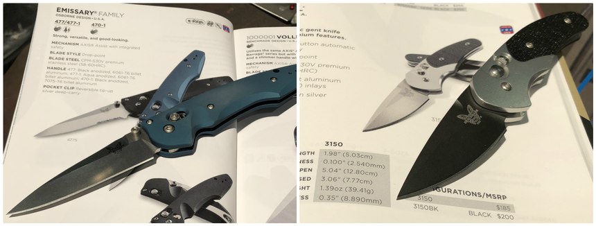 Left: Benchmade's Emmisary is a 3.5” assisted-opening knife; Right: You won't know you are carrying the Impel until you need it.