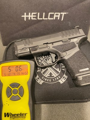 With the installed Apex trigger, the Springfield Armory Hellcat measures around 5.1 lbs on the trigger scale. This is within factory specs for safe on duty/off duty carry. The real difference is the way the trigger feels.