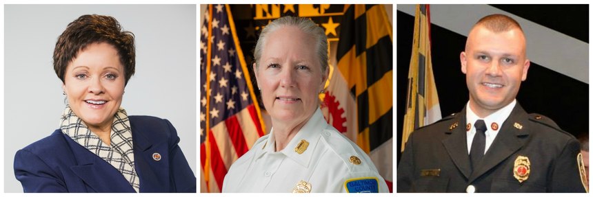 From left: Dr. Lori Moore-Merrell, president/CEO, International Public Safety Data Institute; Joanne Rund, fire chief, Baltimore County Fire Department; Keith Stakes, research engineer, UL Firefighter Safety Research Institute.