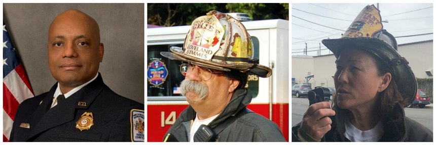 From left: John Butler, fire chief, Fairfax County Fire and Rescue Department, Virginia; Billy Goldfeder, deputy chief, Loveland-Symmes Fire Department, Ohio; Nicol Juratovac, assistant chief, San Francisco Fire Department.