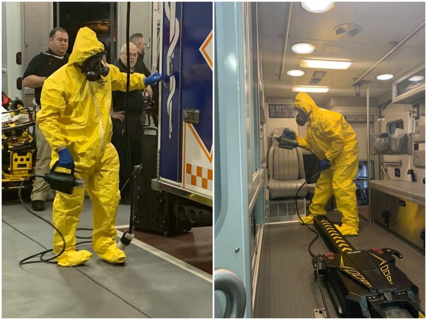 Bensalem ambulances are decontaminated using the TOMI Sterimist system.