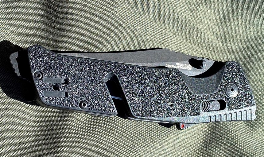 The texture on the Trident’s handle is aggressive.