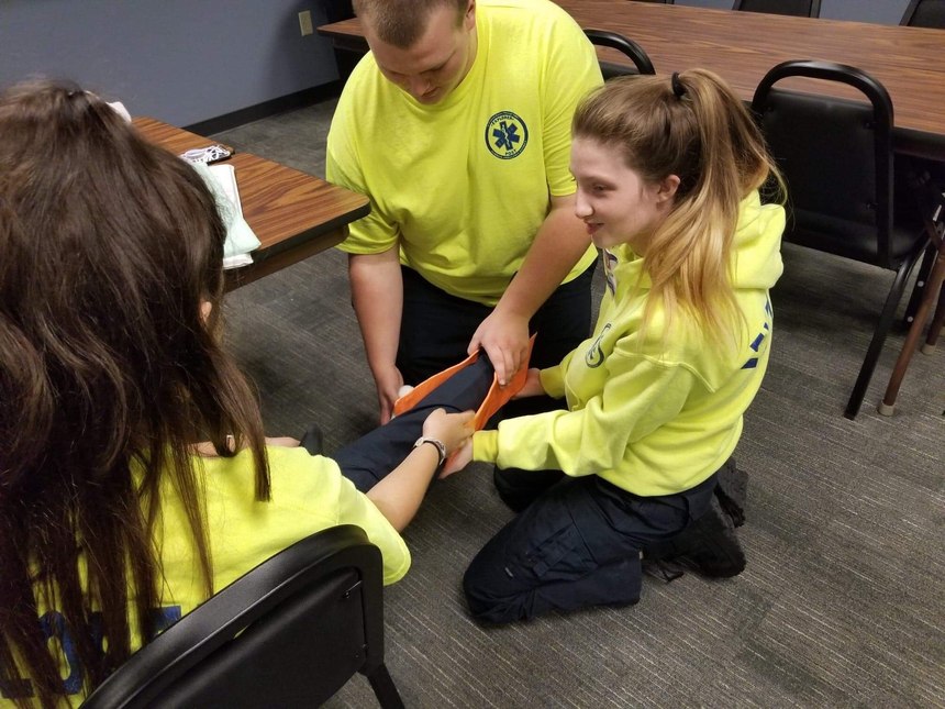 Explorers at first aid training. (Photo/Katy Deener, Audrain Ambulance District)