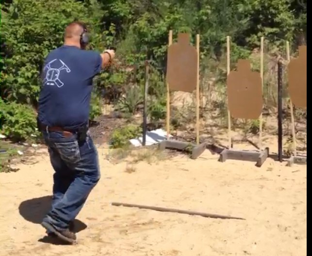 Picture of the first IDPA competition I competed in with no shooting from cover into four targets.