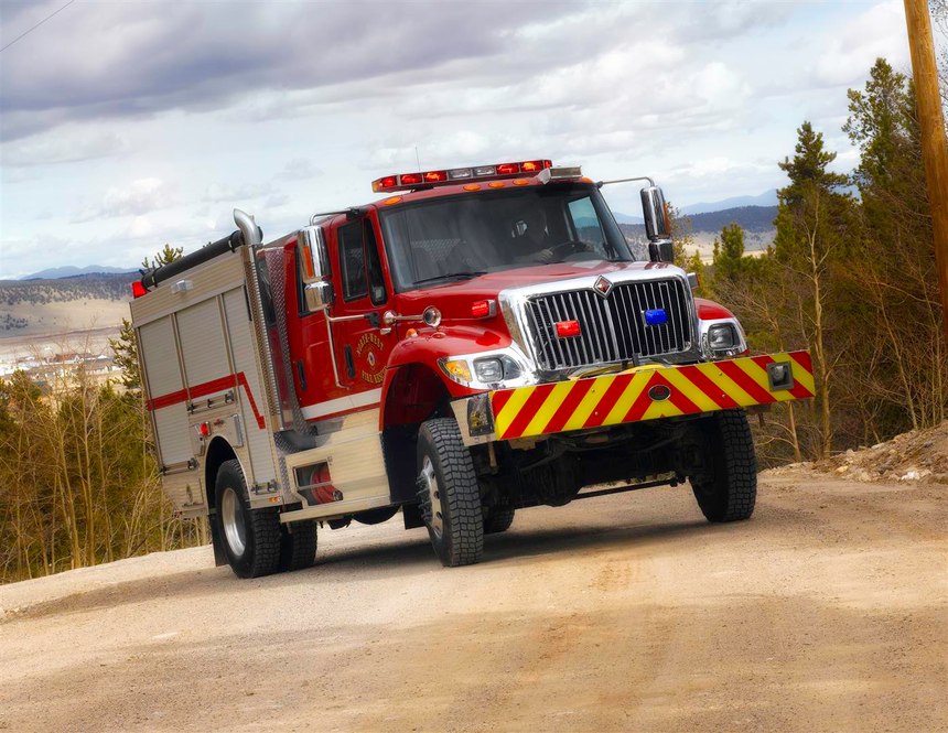 An example of a hybrid pumper is the Timberwolf from Rosenbauer. With a 1,000-gpm multi-stage pump and a 750-gallon water tank, it is designed to meet the NFPA 1901 requirements as both a Type-1 engine and Type-3 wildland firefighting vehicle.