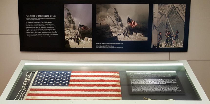 The Ground Zero flag and halyard on display at the 9/11 Memorial Museum.