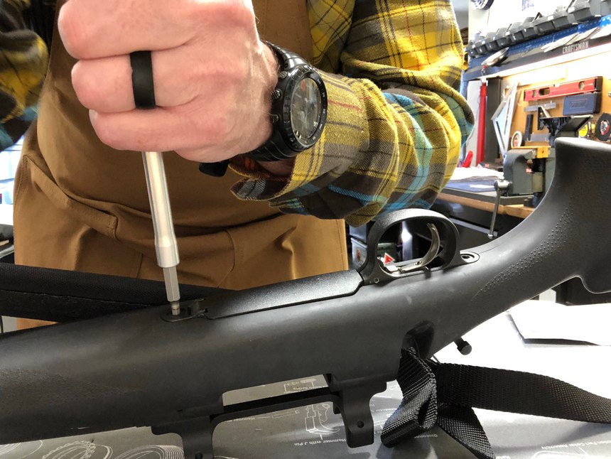 Removing the screws on the bottom allowed me to separate the action and stock.