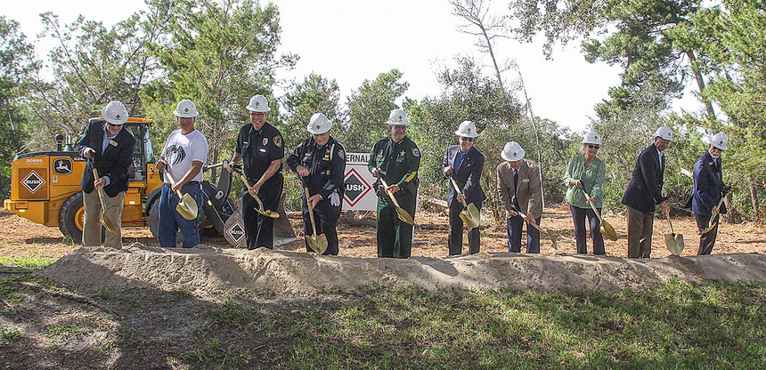 Pictured, from left are: Brian Blanchard of the Tourism Development Council, Brian Donnelly of the 9463 Foundation, Chief John Lau of Titusville Police Department, Al Boettjer of the Police Benevolent Association, Sheriff Wayne Ivey of the Brevard County Sheriff’s Office, Congressman Bill Posey, Barry Shepherd of American Police Hall of Fame, Brevard County Commissioner Rita Pritchett, William Chivers of Rush Construction, and Titusville Mayor Walt Johnson.