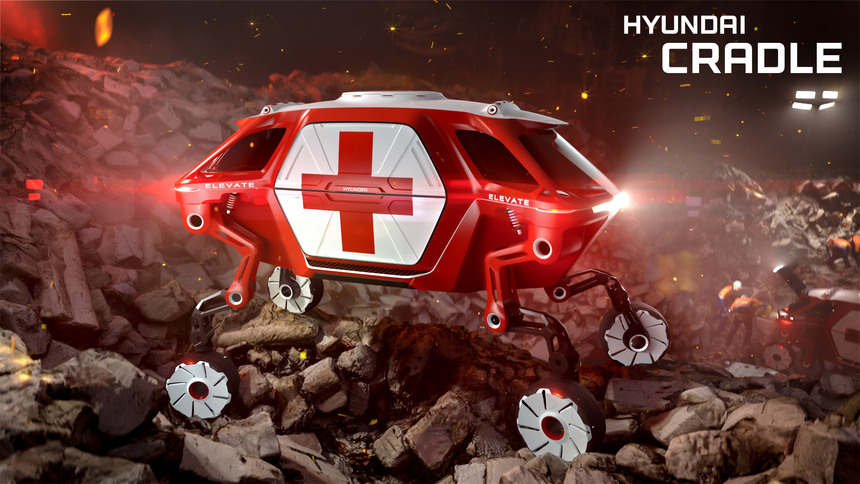“Elevate” is the first Ultimate Mobility Vehicle (UMV) with moveable legs designed to help first responders. (Photo/Hyundai)