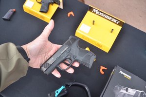 The Mossberg MC1sc handgun is a pocket or semi automatic 9 mm. It uses clear magazines and can be purchased with TruGlo TritiumPro Night Sights and an optional cross bolt safety. The MC1sc has an unusual take down, which adds to its reliability.