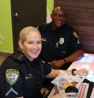 Officer Sydney Wilcox and Officer Cortney Hamilton-Reyes during "recess." (Photo/Cape Coral Police Department)