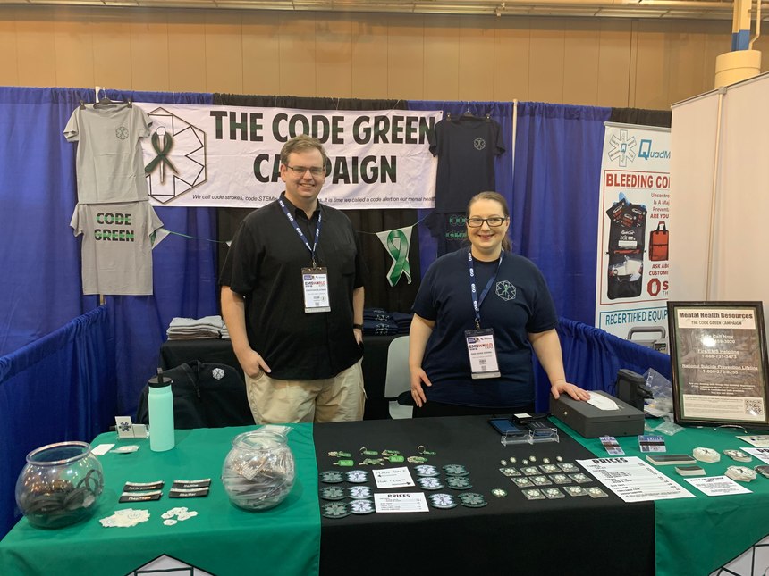 The Code Green Campaign founder and EMS1 Editorial Advisory Board Member Ann Marie Farina spreads mental health awareness at the EMS World Expo. (Photo/EMS1)