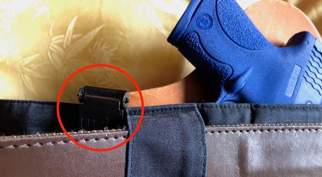 UltiClip shown here with a CrossBreed IWB holster hides behind your belt. (Photo/Ron LaPedis)