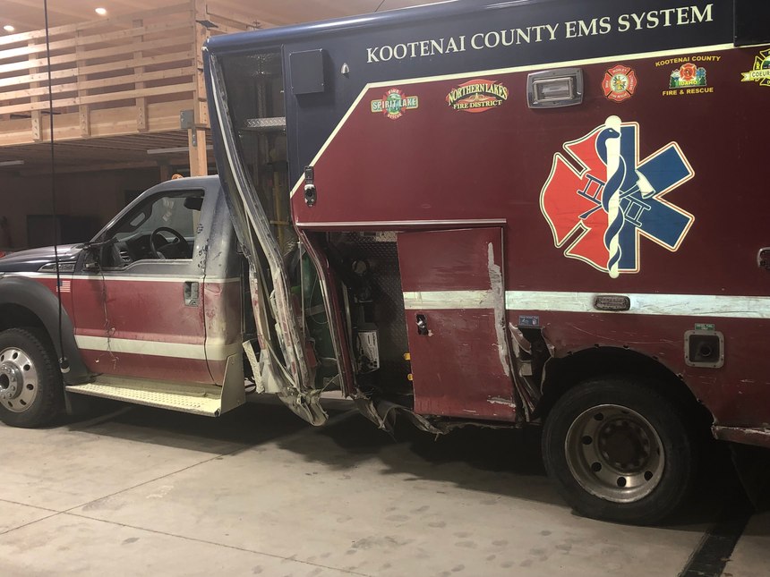 Kootenai County EMS System ambulance after collision