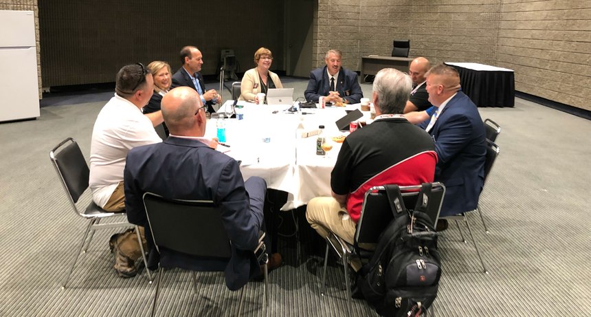 Comprised of representatives from the IAFC’s EMS, Safety, Health & Survival, Metro Chiefs and Volunteer & Combination Officers sections, the new committee for the “If you don’t feel well, don’t make it your farewell” program met at Fire-Rescue International 2019.