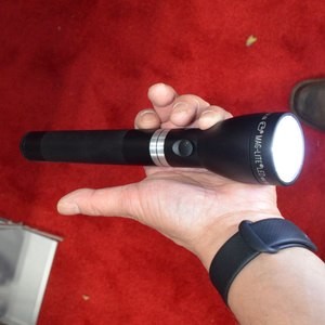 The Maglite ML150LR is the brightest and most technologically advanced flashlight in the Maglite product line. It throws a forcible beam out to 458 m and charges in 2.5 hours. It looks like an old Maglite, but with 21st-century features.