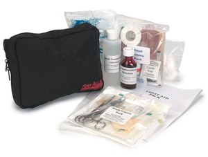 Be prepared to address injuries with a first aid kit, but be sure to consult your vet if your dog is hurt or sick.