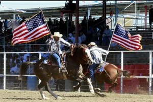 The rodeo consists of bull riding, bareback bronc riding and some fun and games.
