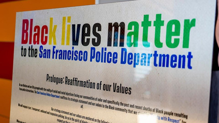 The 'Black lives matter' poster that's mandated to be displayed in every San Francisco police station.