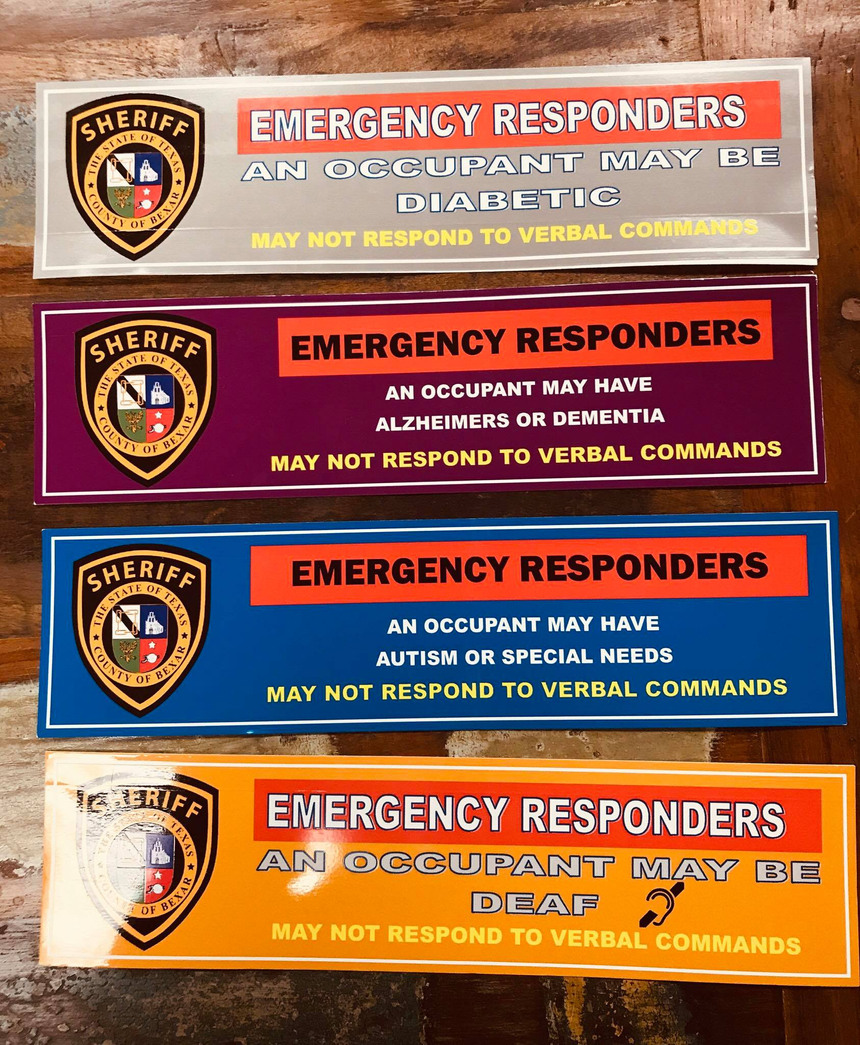 Bexar County Safety Stickers, an initiative started to help law enforcement know if they are dealing with someone with a physical or mental disorder