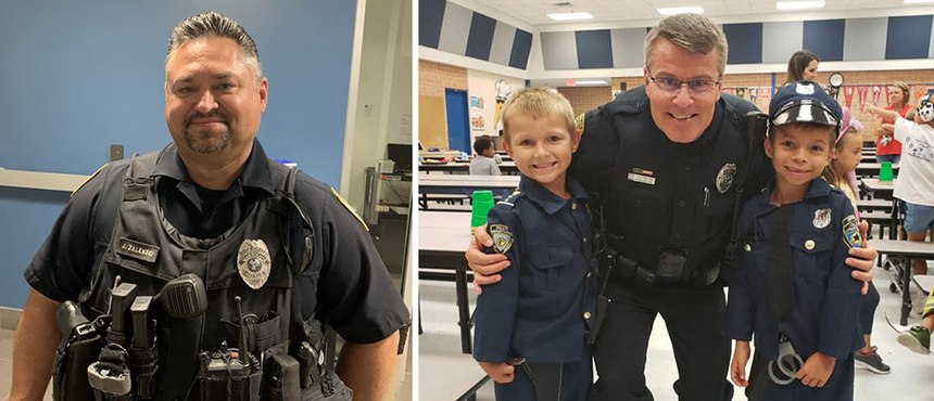 School Resource Officers Joe Zalenski, left, and Trend Westerlund, right, serve with the Cape Coral, PD in Florida.