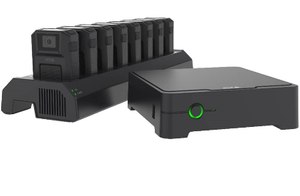 The Axis body worn camera solution features three main hardware components: the camera itself, the camera docking station and the system controller. 
