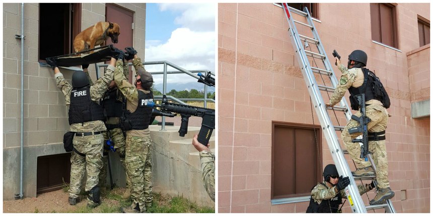 This unique concept grew from LFRA’s Special Operations personnel working closely with SWAT in the planning and execution of clandestine drug lab raids and hazard mitigation, with LFRA performing decontamination procedures and hazmat technician-level support to law enforcement.