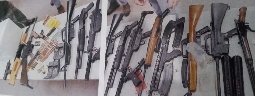 Weapons seized during gang unit raid.