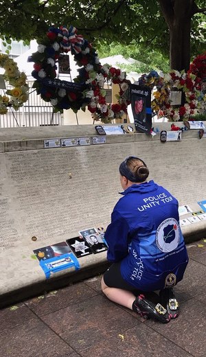 Wilson is pictured seeing Toney's name on the memorial for the first time.