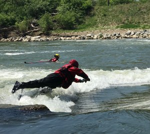 During training, ensure you practice with the right equipment. For example, if you intend on entering the water to perform throw-row-go rescues, your PFD should have a breakaway safety ring integrated into the vest.