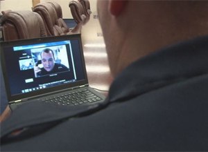 KCSO demonstrates the new video visitation with inmates.