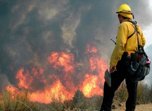 Photo Mike MeadowsFace and eye PPE is essential when fighting wildfires.